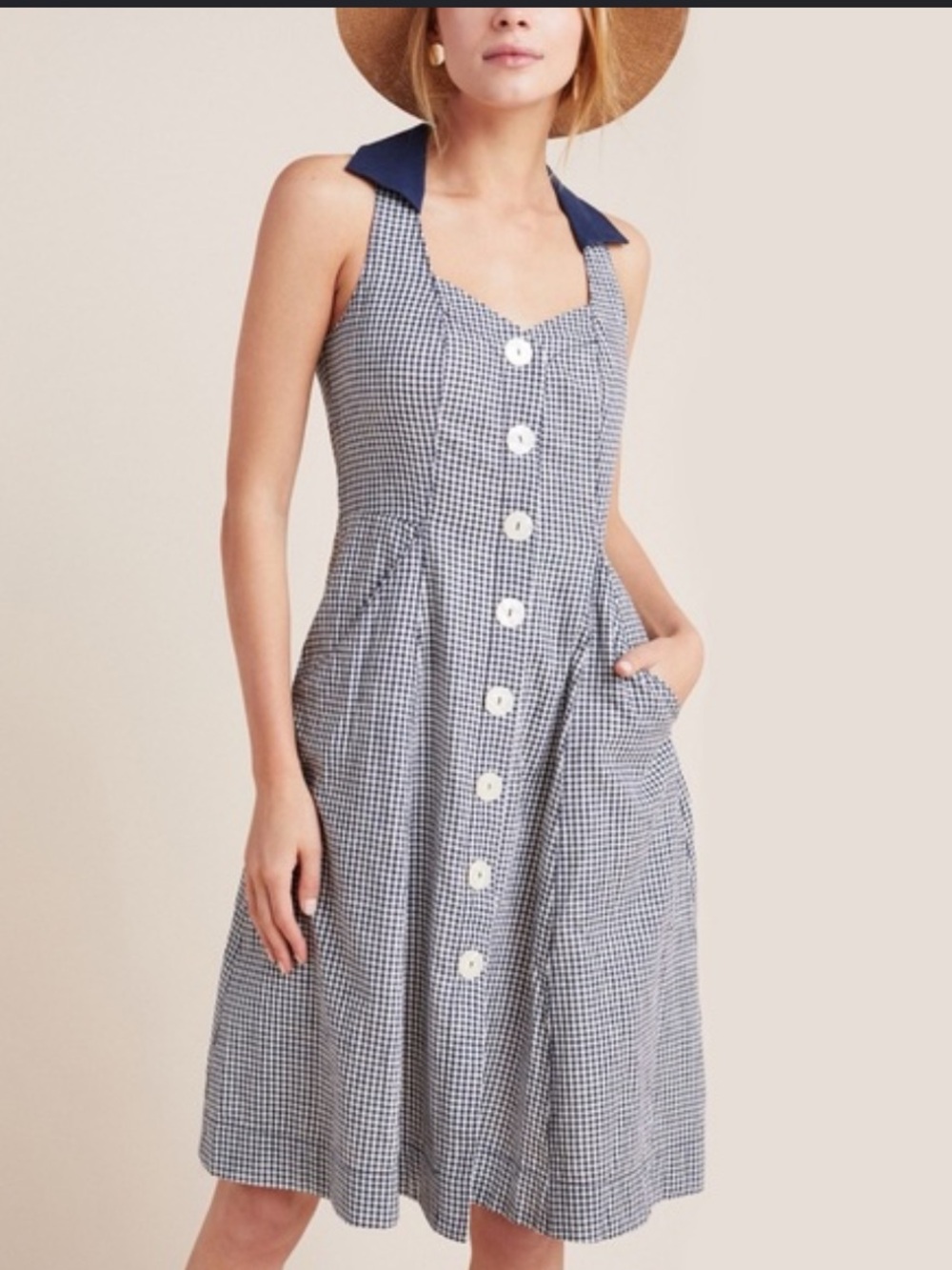 Anthropologie Camellia Collared Gingham Dress